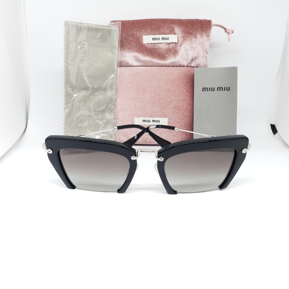 Miu Miu Sunglasses Cat Eye Square Black - Picture 3 of 8